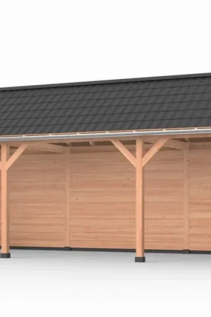 Douglas overkapping zadeldak, 900 x 300, met achterwand en twee zijwanden, Westwood DIY Veilige Betaling